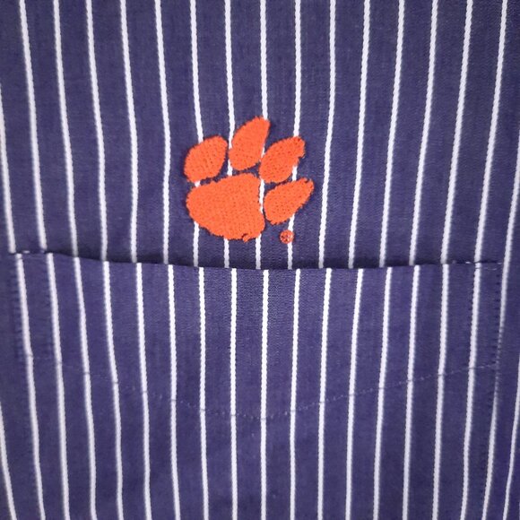 Clemson University Tiger Paw Striped Purple Shirt Men's 2XL Long Sleeve XXL - Picture 3 of 6